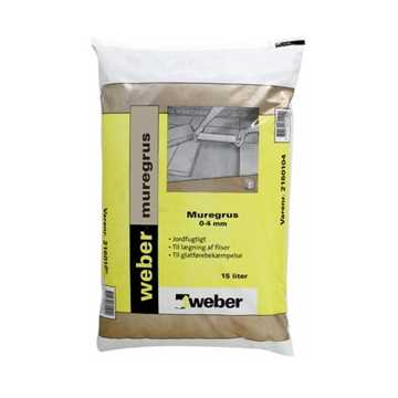 Weber muregrus 0-4 mm anvendes som strøsand samt til sandkasser og lægning af fliser.