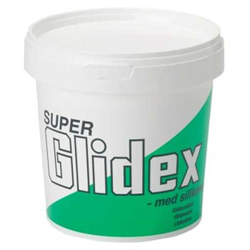 Super glidex er et silikoneholdigt glidemiddel, der anvendes ved montage af plastmufferør