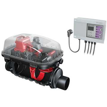Højvandslukke med kontraklap type 1 og pumpe (1 kW/230 V) til sikring mod opstemning. Pumpen aktiver