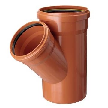 Kloakgrenrør PP 110 x 110 mm x 45° 
(10 stk/ks) EN1852-1